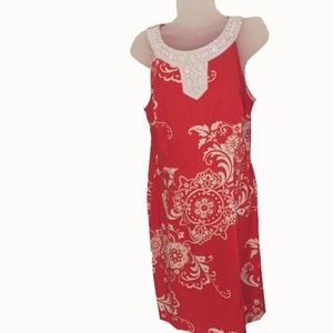 Annected Apparel Orange Floral Beaded Dress 10